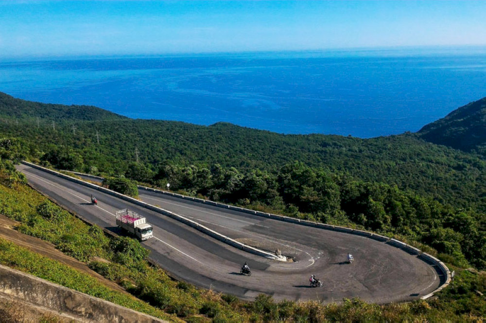 The Hai Van Pass, with its winding roads and breathtaking ocean views